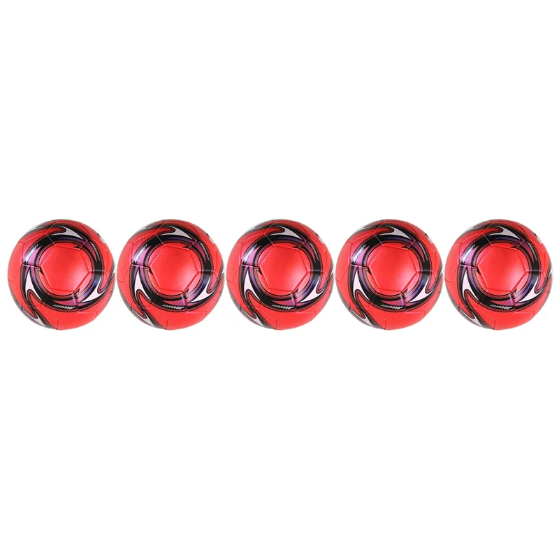 

5X Professional Soccer Ball Size 5 Official Soccer Training Football Ball Competition Outdoor Football Red-B60B