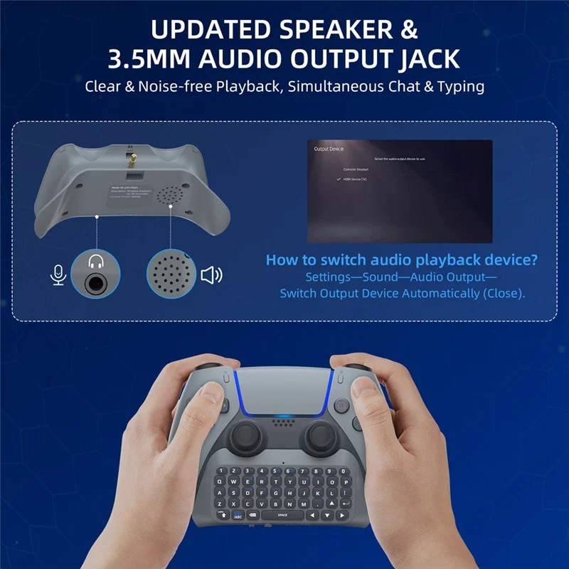 ABGI-For Playstation5 Chatpad ワイヤレスキーボード Bluetooth 外付けキーボード PS5コントローラーハンドル用