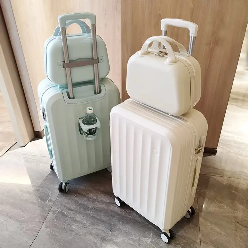 Suitcase Rolling Luggage Set Cup Holder Suitcases on Wheels Man Lightweight Luggage Trolley Case Women Cabin Carrier Travel Bag