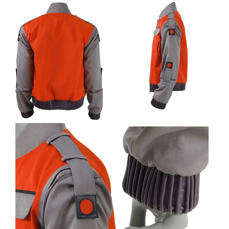 Movie Back To The Future Marty McFly Jacket Cosplay Costume Classic Coat Red Orange Work Jacket Halloween Costume