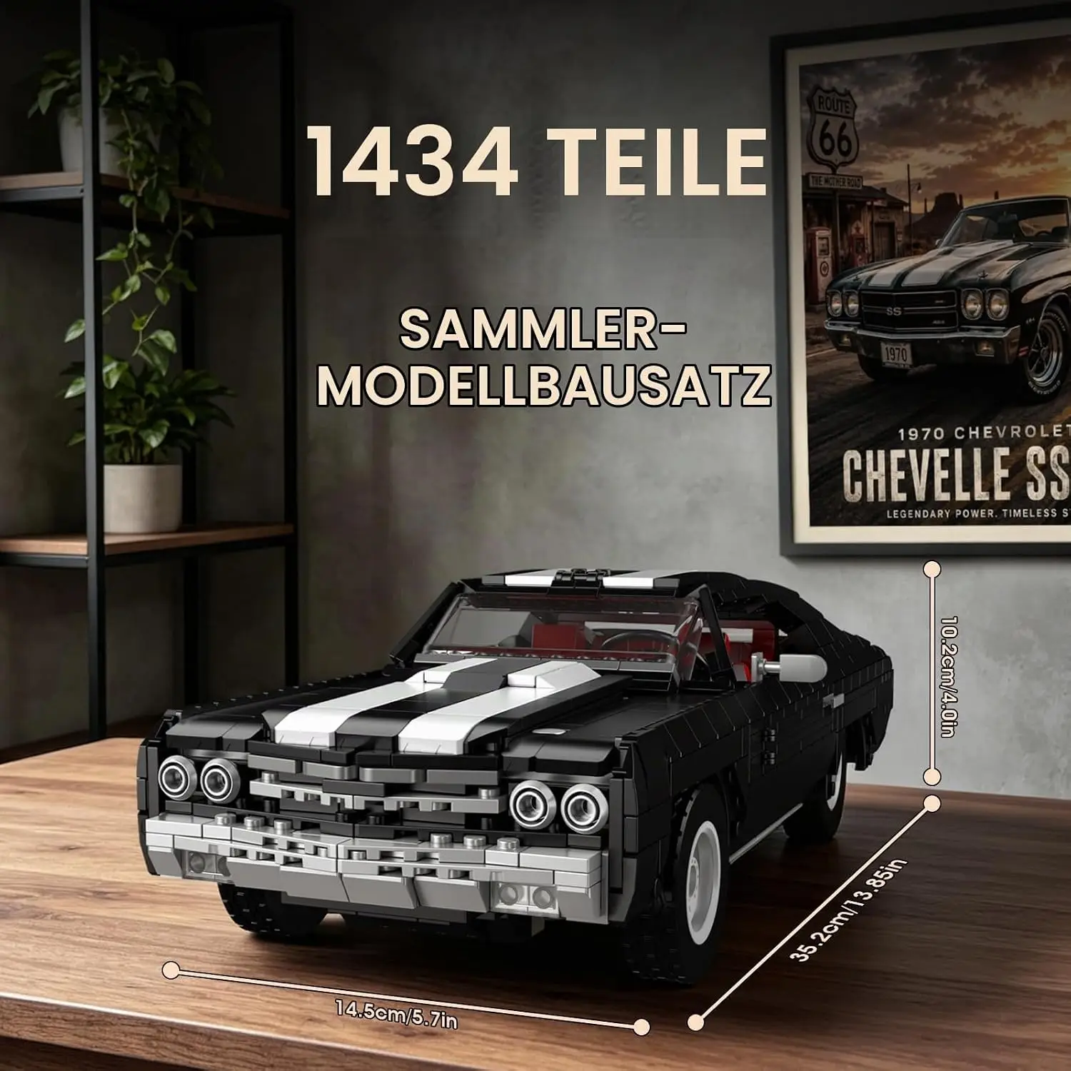 Mould King 10273 Technik Classic American Muscle Car Building Block Model with Opening Doors, Bonnet and Trunk