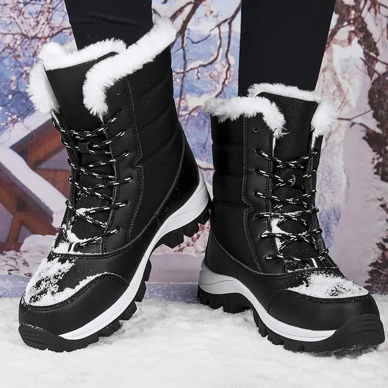 Women's Hiking Boots Warm Cotton Shoes Outdoor Snow Boots Unisex Shoes Fast Delivery Winter Flat Bottomed Platform Men's Boots