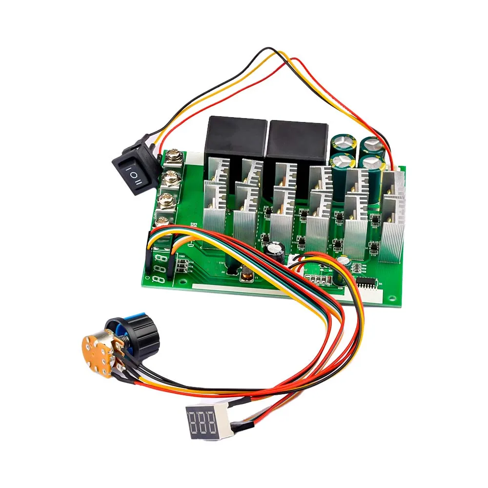 DC10-55V 60A DC brush motor motor speed control switch 2-way reverse switch digital display indicating PWM speed control module