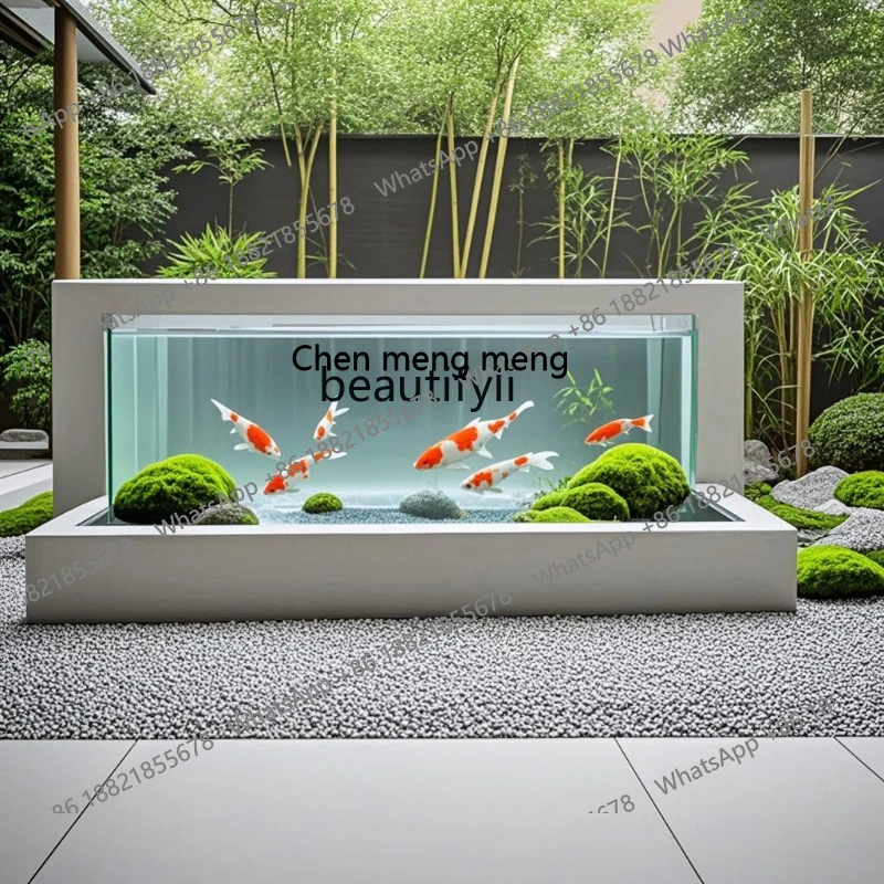 

Yard Landscape Fish Pond Outdoor Rock Plate Fish Tank Open-air Balcony Fish Breeding Ecological Floor Tank H