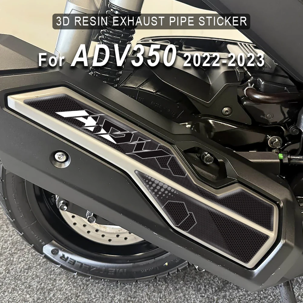 

Motorcycle Exhaust Pipe Stickers Accessories For Honda ADV350 ADV 350 2022 2023 3D Resin Decals Anti-scratch Sticker Protection