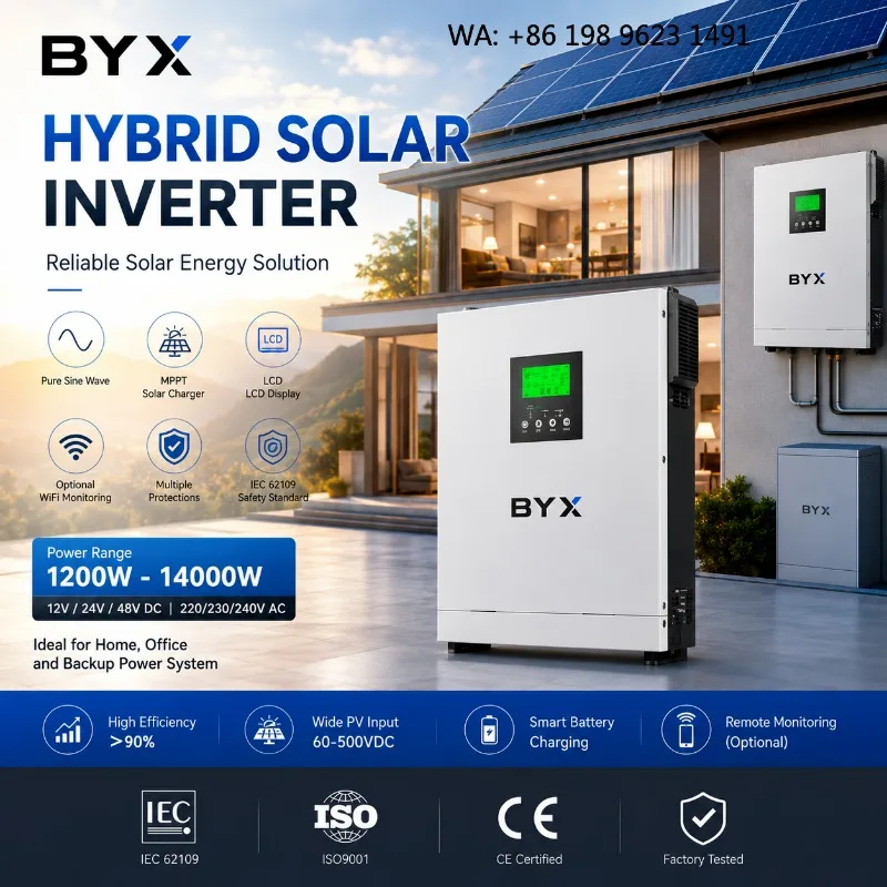 3KW-14KW 24V 48V Hybrid Solar Inverter Max PV 500V Pure Sine Wave Solar Energy Power Conversion Device