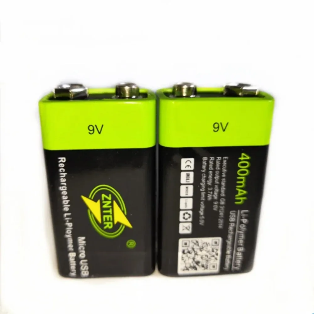 1 ชิ้น/ล็อต ZNTER 9V แบตเตอรี่ลิเธียมแบบชาร์จไฟได้ 6F22 600mAh USB แบตเตอรี่ลิเธียมโพลิเมอร์เหมาะสําหรับอุปกรณ์ความปลอดภัย intercom