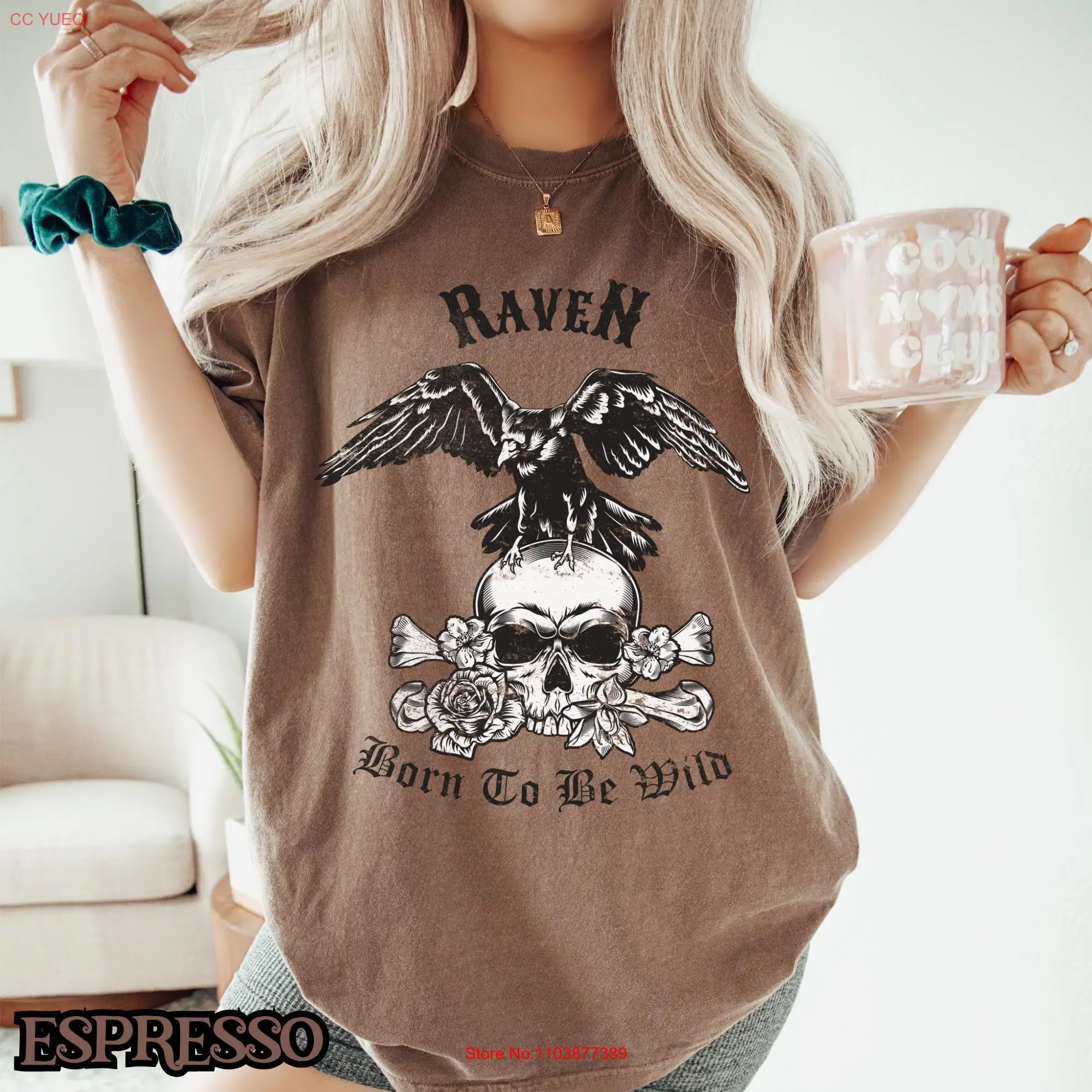 Готическая футболка с черепом ворона Born to Be Wild Crow Witchy Dark Academia Punk Vintage Emo Y2K Модный топ в стиле гранж