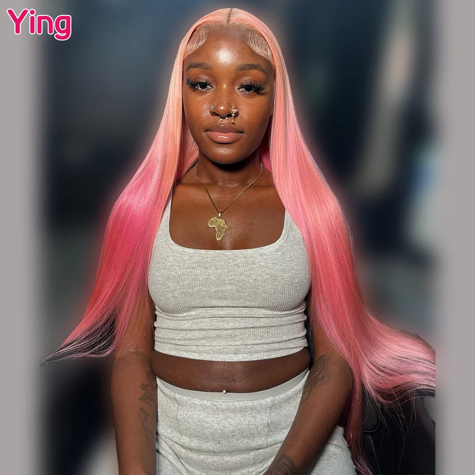 

Ying Hair Bone Straight Pink Colored Brazilian Remy #613 Blonde 13x6 Transparent Lace Front Wigs 180% 13X4 Lace Frontal Wigs