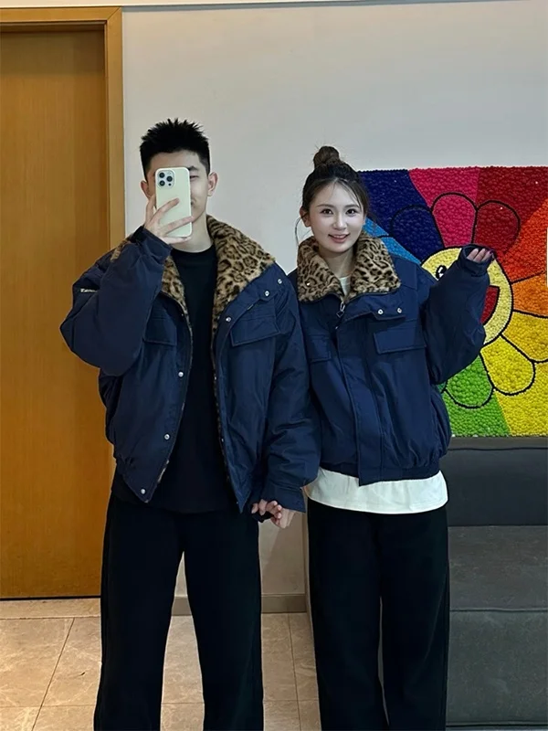 

Модная мужская куртка с воротником из искусственного меха и леопардовым принтом, утепленная, из хлопка, для работы, зимняя, утолщенная, износостойкая