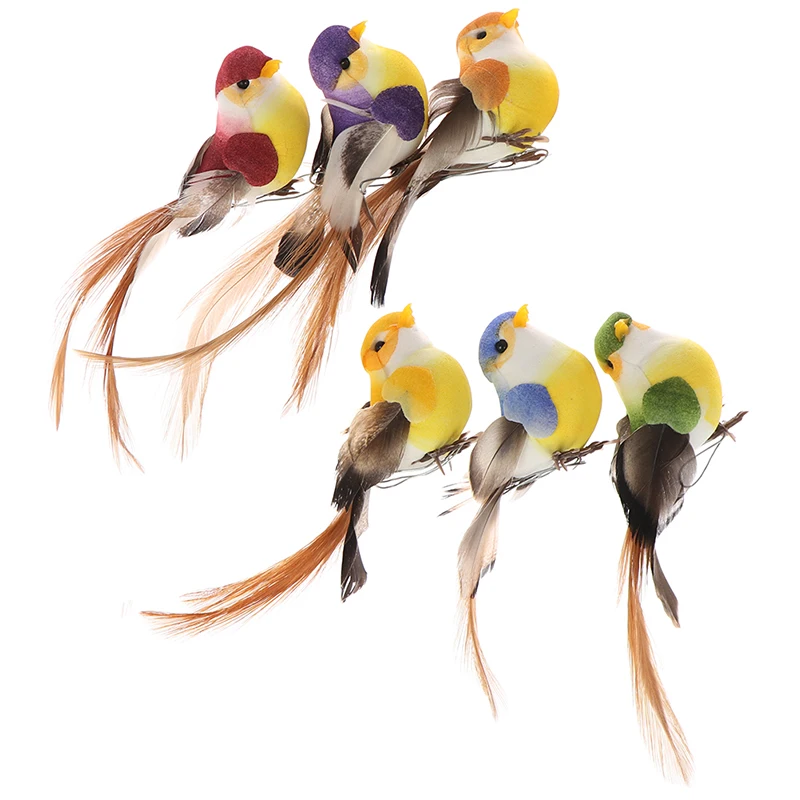 1Pc decorativo Mini uccelli di piume artificiali uccelli di schiuma artificiale home party Craft Table Decor Bird Toywedding decor