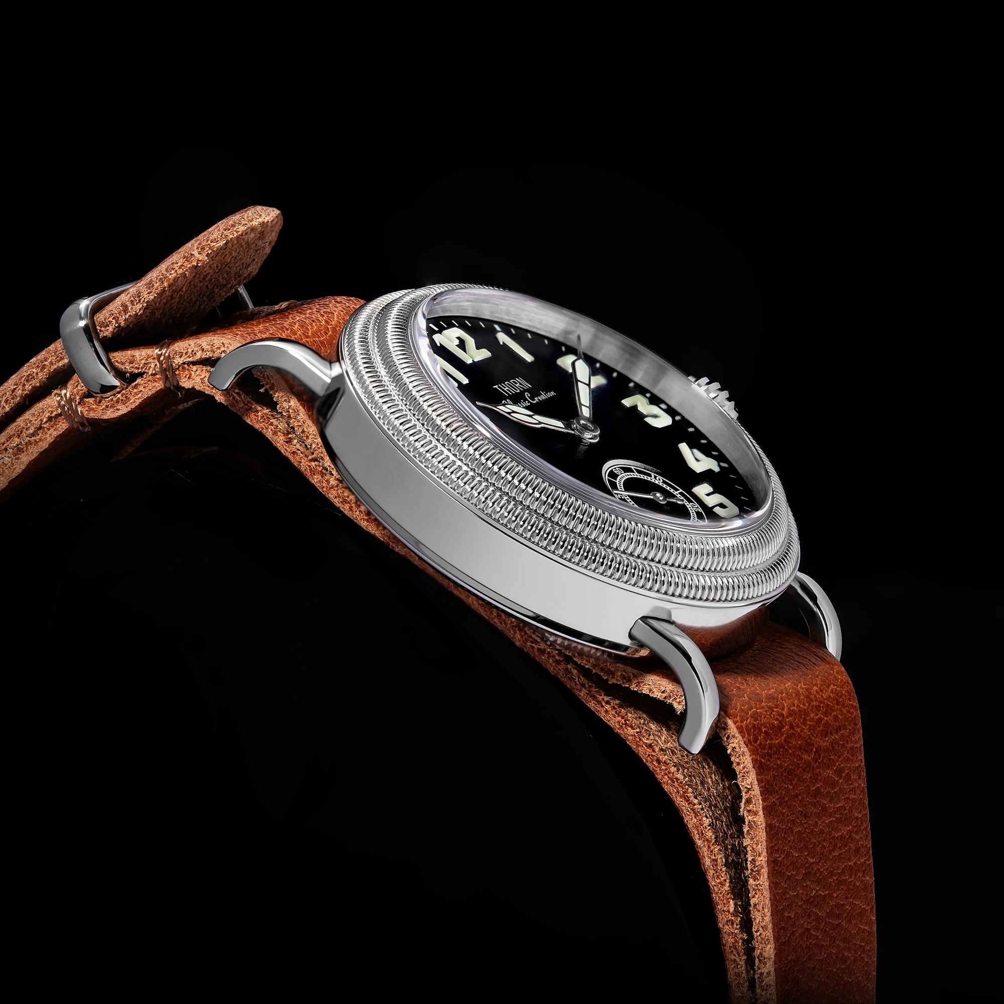【T013】THORN Uhr 36 mm Durchmesser Vintage Fliegeruhr ST1700 Handaufzug Mechanische Uhrwerkuhr Schweizer Leuchtkraft – Detail 12