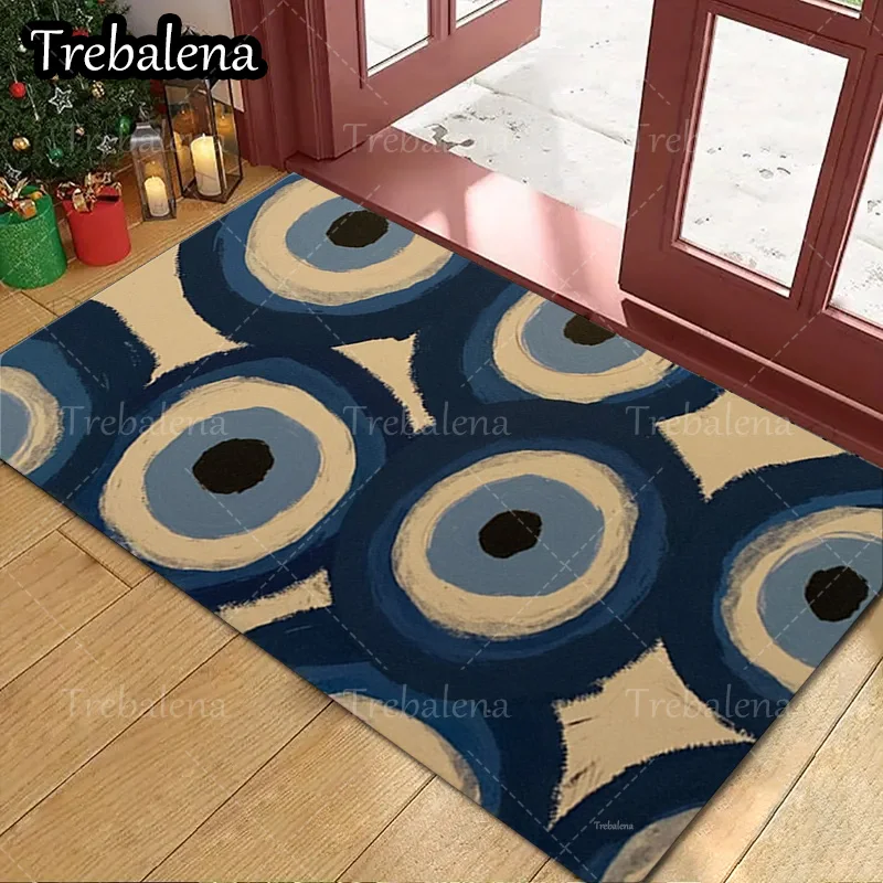 

1pc Welcome Door Mat Modern Abstract Circle Pattern Area Rug for Living Room Bedroom