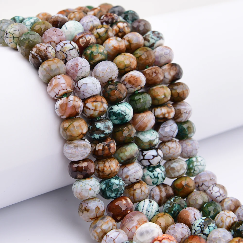 APDGG 12x15mm Natural Mix Green Dragon Vein Agates Faceted Abacus Shape Loose Beads 15.5