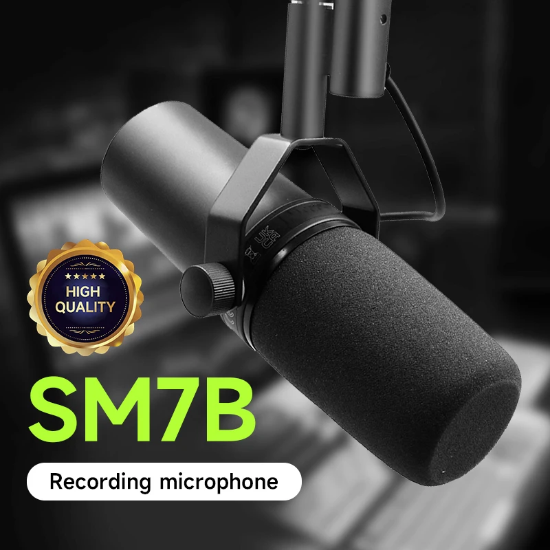 SM7B Cardioid Dynamic Microphone for Studio Recording and Podcasting with Smooth Audio Response Built-in Pop Filter Low Noise