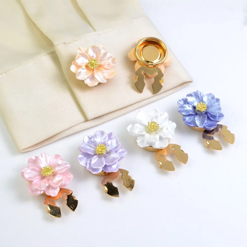 1 pçs moda flor botão cobre abotoaduras camisa colarinho clipes decorativos jóias acessórios para homens