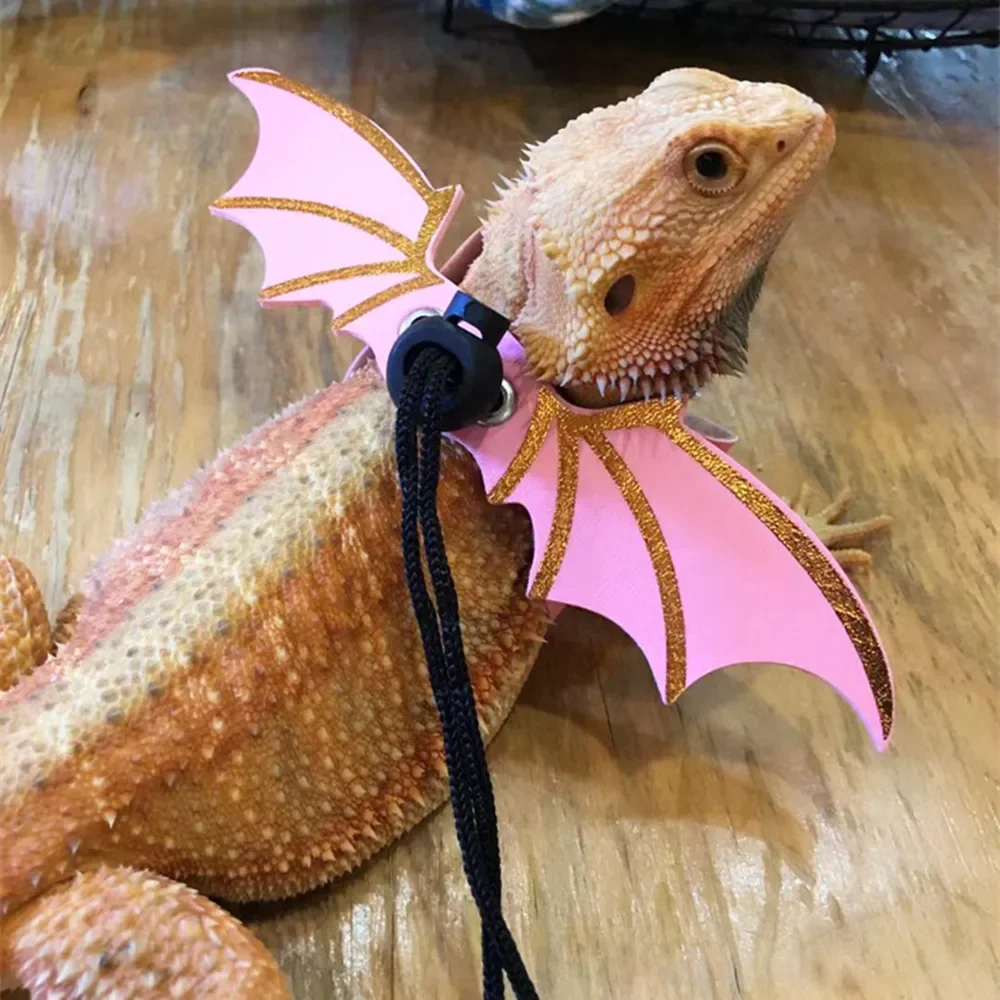 

Creative Dragon Wing Reptile Leash Lizard Tow Rope 4 Colors Leather Traction Strap Reptiles Accessories Small Pets