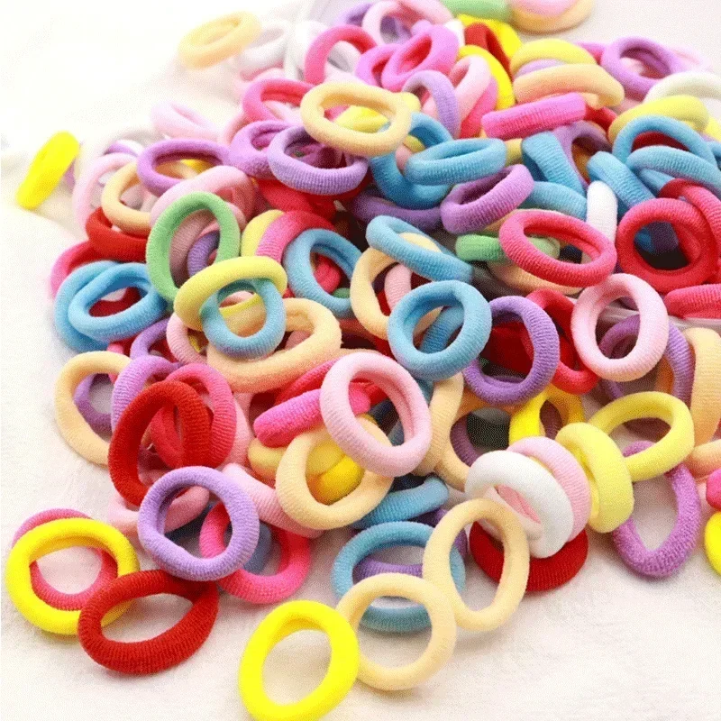 500pcs Children's High Elasticity Hair Ties Girls Simple Color Towel Ring Harmless Hair Headrope Towel Ring Band Baby Hairties