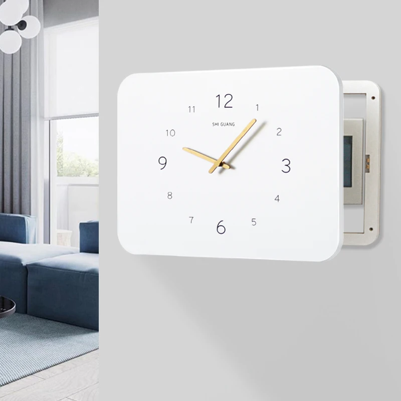 Meter box decorative picture with clock, simple wall clock hanging picture, electric switch distribution box to block