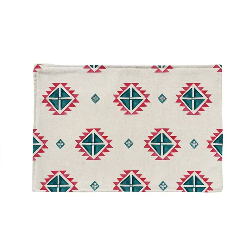 Flower Geometric Feather Pattern Placemat Non-Slip Washable Place Mat for Home Party Dining Table Wedding Kitchen Banquets Decor