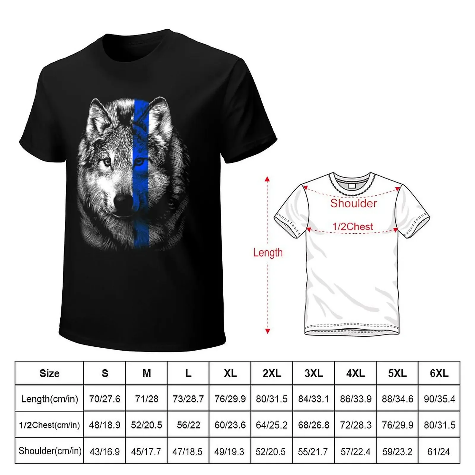 Blue Line Matter Wolf T-Shirt plus size clothes anime animal prinfor boys Men's cotton t-shirt