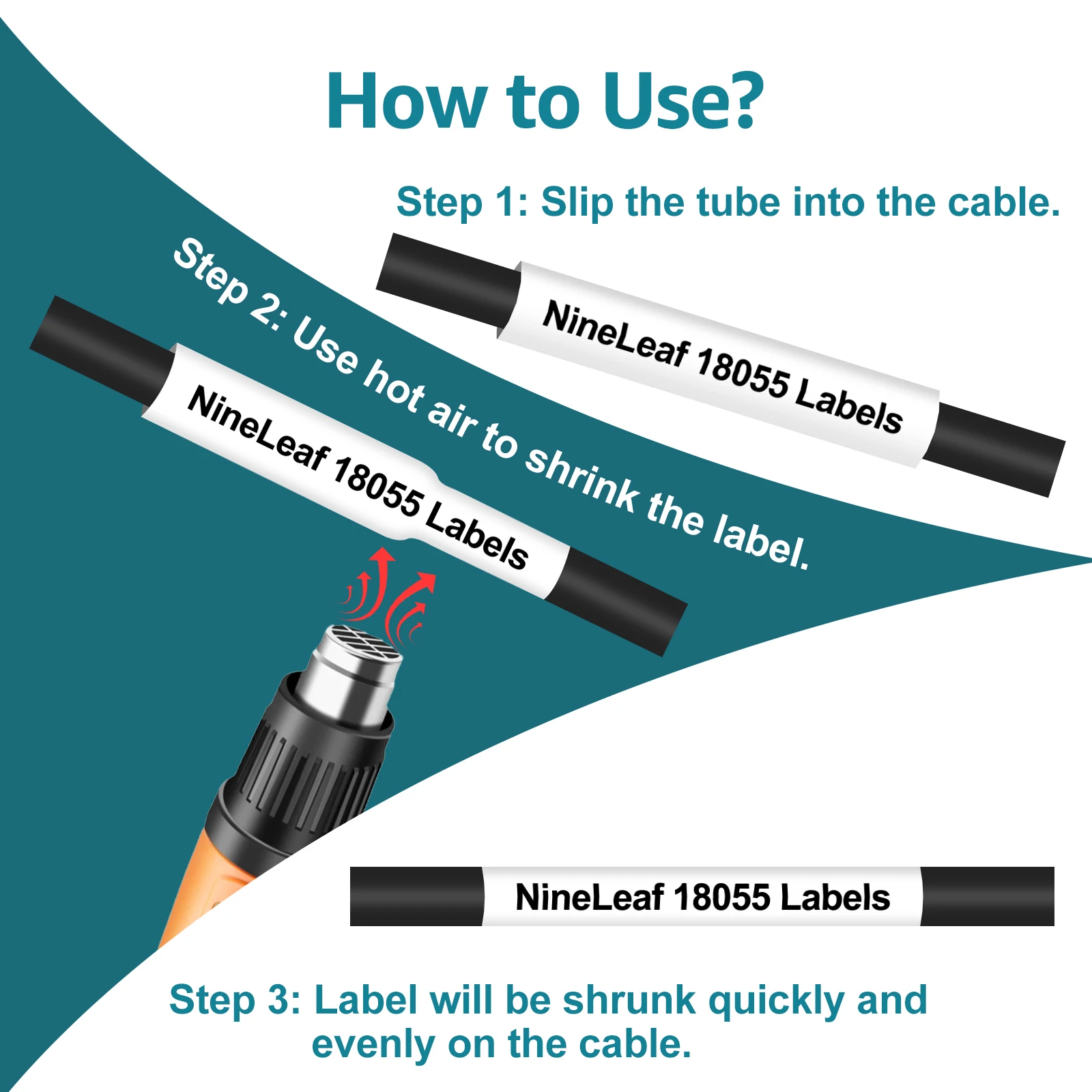 18055 18056 IND ملصق أنبوب الانكماش الحراري متوافق مع DYMO A18051 18052 6/9/12/19/24 مللي متر ملصق الصناعة لـ Dymo Rhino 1000 5200