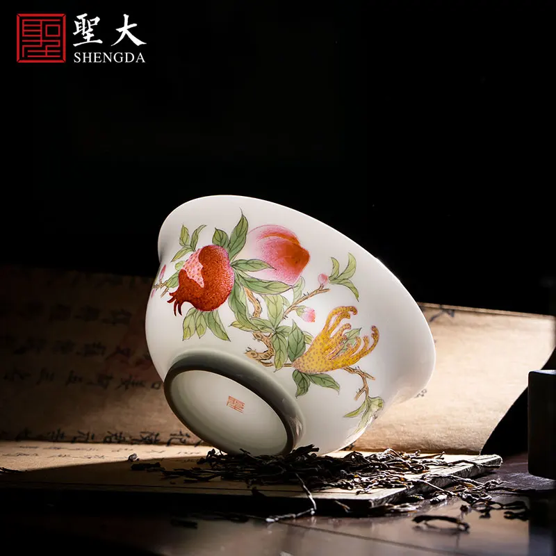 

|teacups hand-painted colored enamel kung fu fu lu shou master cup sample tea cup all hand of jingdezhen tea service