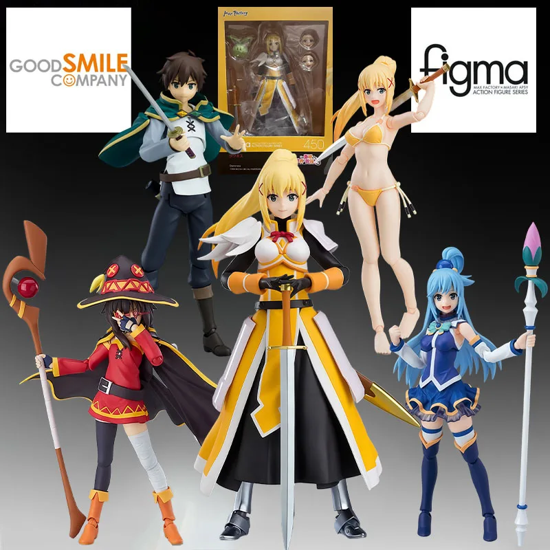 

GSC Genuine FIGMA Anime Figure Darkness & Megumin & Aqua & Kazuma Satou Action Figure Toys for Boys Kids Gift Collectible Model