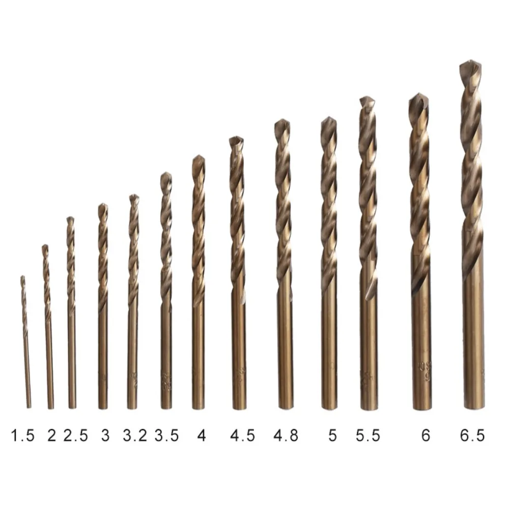 

13 Pcs 1.5mm-6.5mm Cobalt HSS-Co Drill Bit M35 Metric Twist Drill Bit Set For Stainless Steel Iron Woodworking Hole Opener Tool