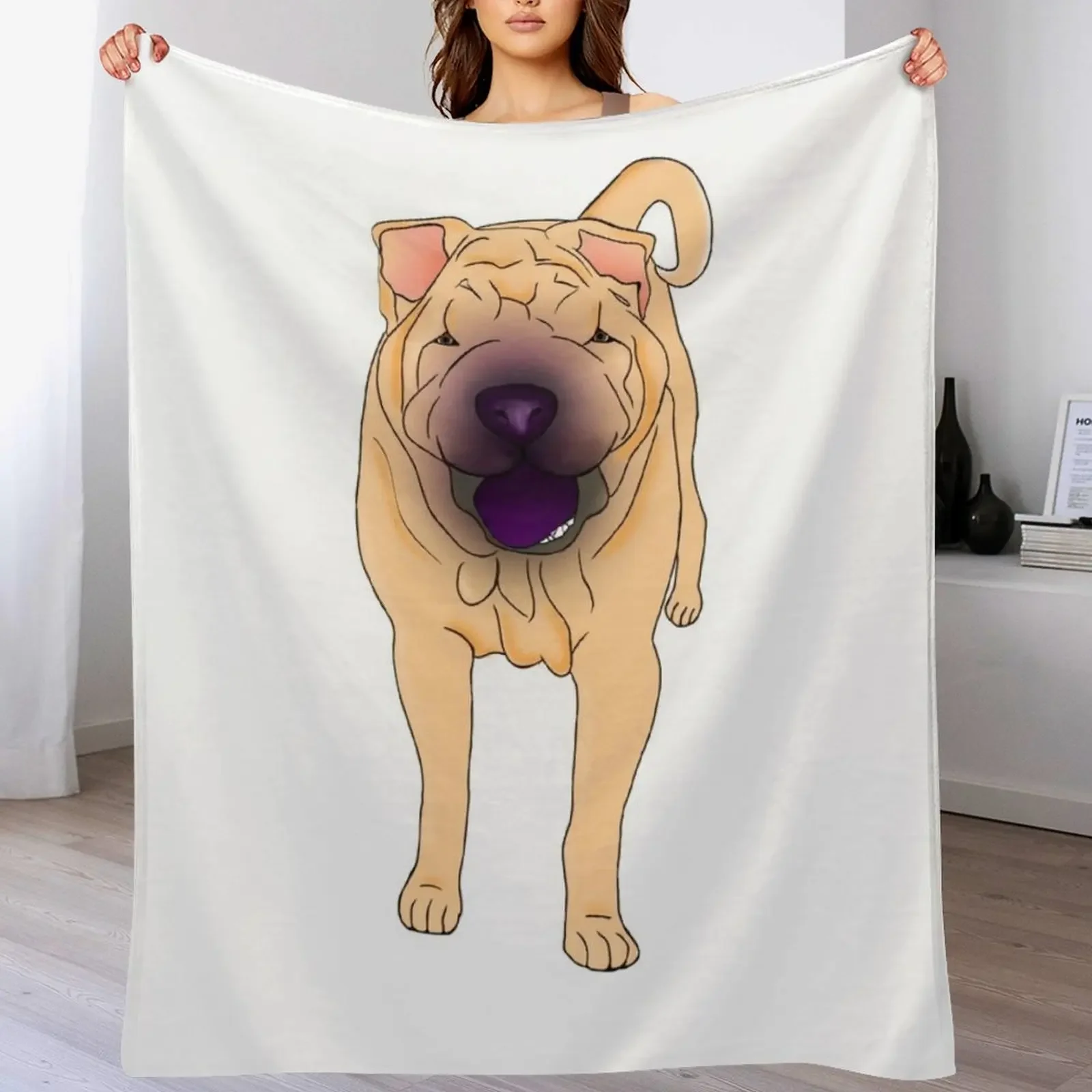 

Shar Pei - Blonde Throw Blanket Flannel Fleece Soft Warm Throw Blanket