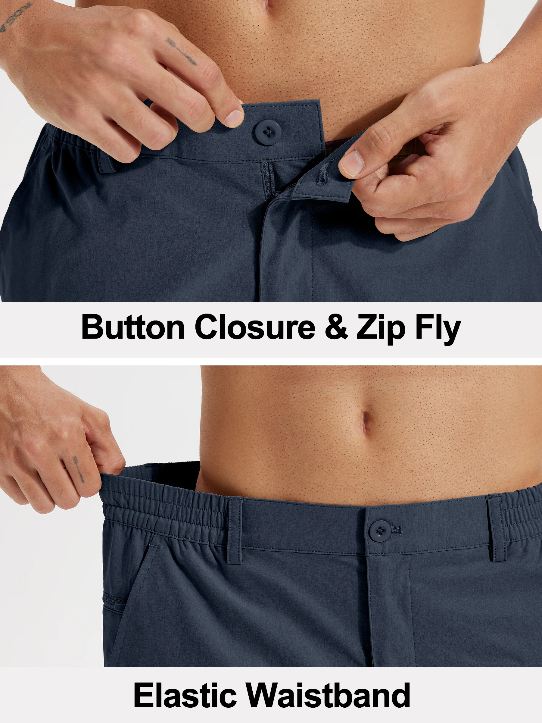 Sommer Herren Freizeitshorts Business- & Golf-Hosen, Atmungsaktive Relaxed-Fit-Shorts mit Schnellverschluss-Taschen – Detail 14
