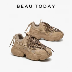 BEAUTODAY Chunky Sneakers Women Breathable Mesh Lace Up Drawstring Autumn Casual Platform Thick Heel Shoes Female 29A08