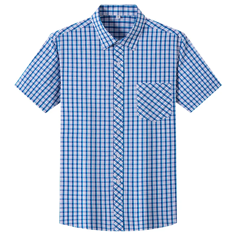 8XL Thin Men's Shirts Big and Tal Classic Plaid Shirt Men's 100 Cotton Short sleeve Shirt for Men Shirt Short sleeve Plus Size