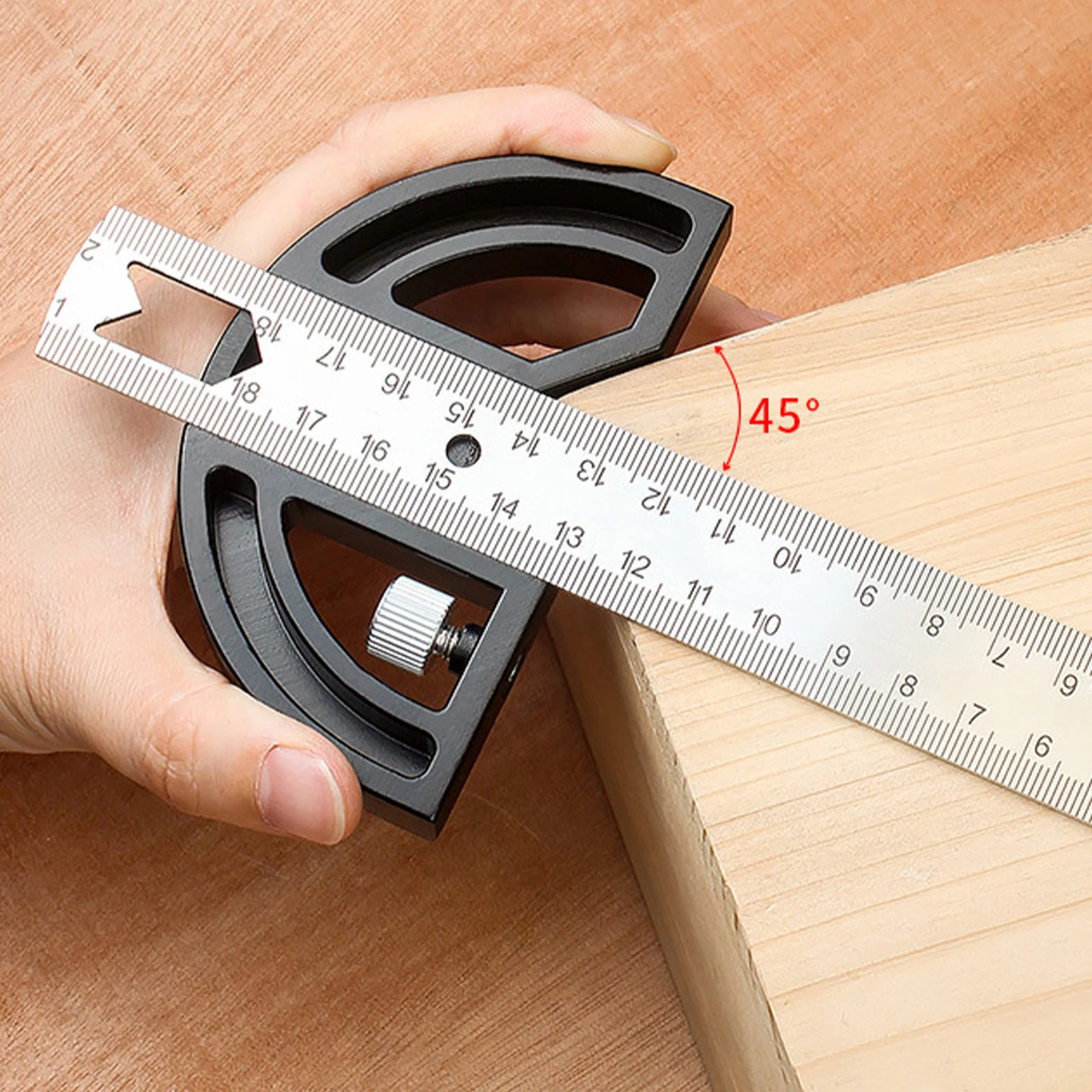 

8in Angle Gauge Measurement Stainless Steel Precision Multifunctional Angle Protractor Adjustable Protractor Angle Finder 1Pc