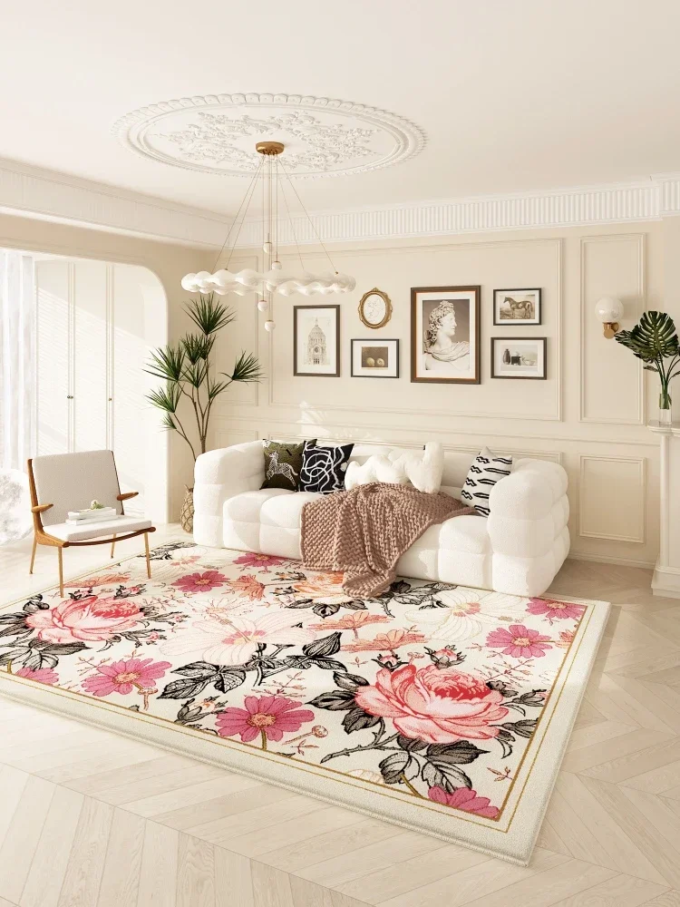 Artistic Flowers Living Room Large Area Carpet Soft Comfortable Bedroom Carpets Washable Home Interior Decoration Rugs Alfombra