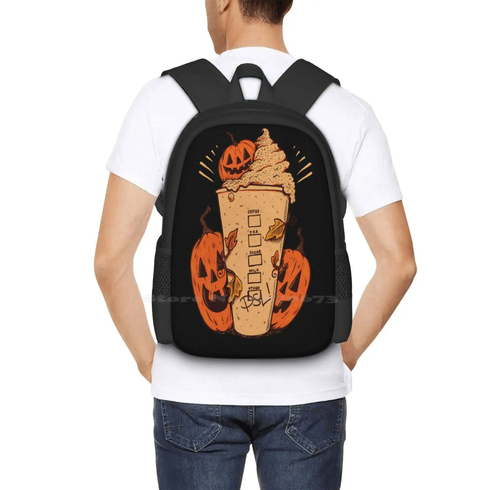 Mochila de zumo de calabaza, bolsa de moda, comida, bebida, espacio, miedo, cuchillo escalofriante, flor, divertido, Horror, gótico, Calavera, Vintage, gran oferta