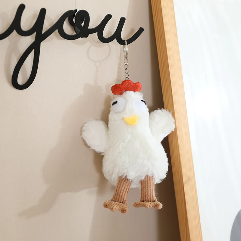 Cartone animato pollo peluche portachiavi ciondolo borsa decorazione appesa simpatico peluche gallina gallo bambola ornamento portachiavi auto regalo per bambini