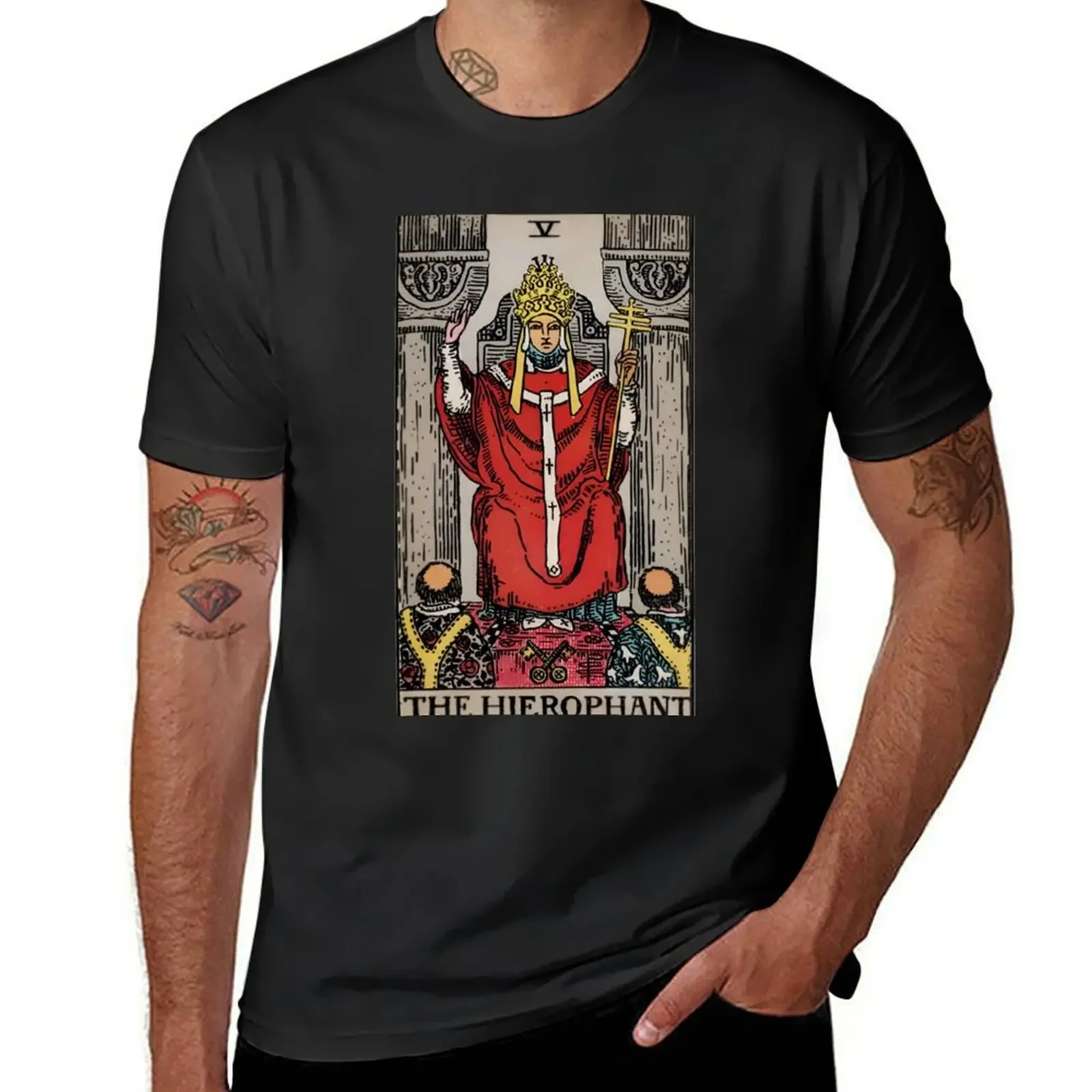 The Hierophant Rider Tarot Card T-Shirt anime tshirt custom t shirt outfits for men