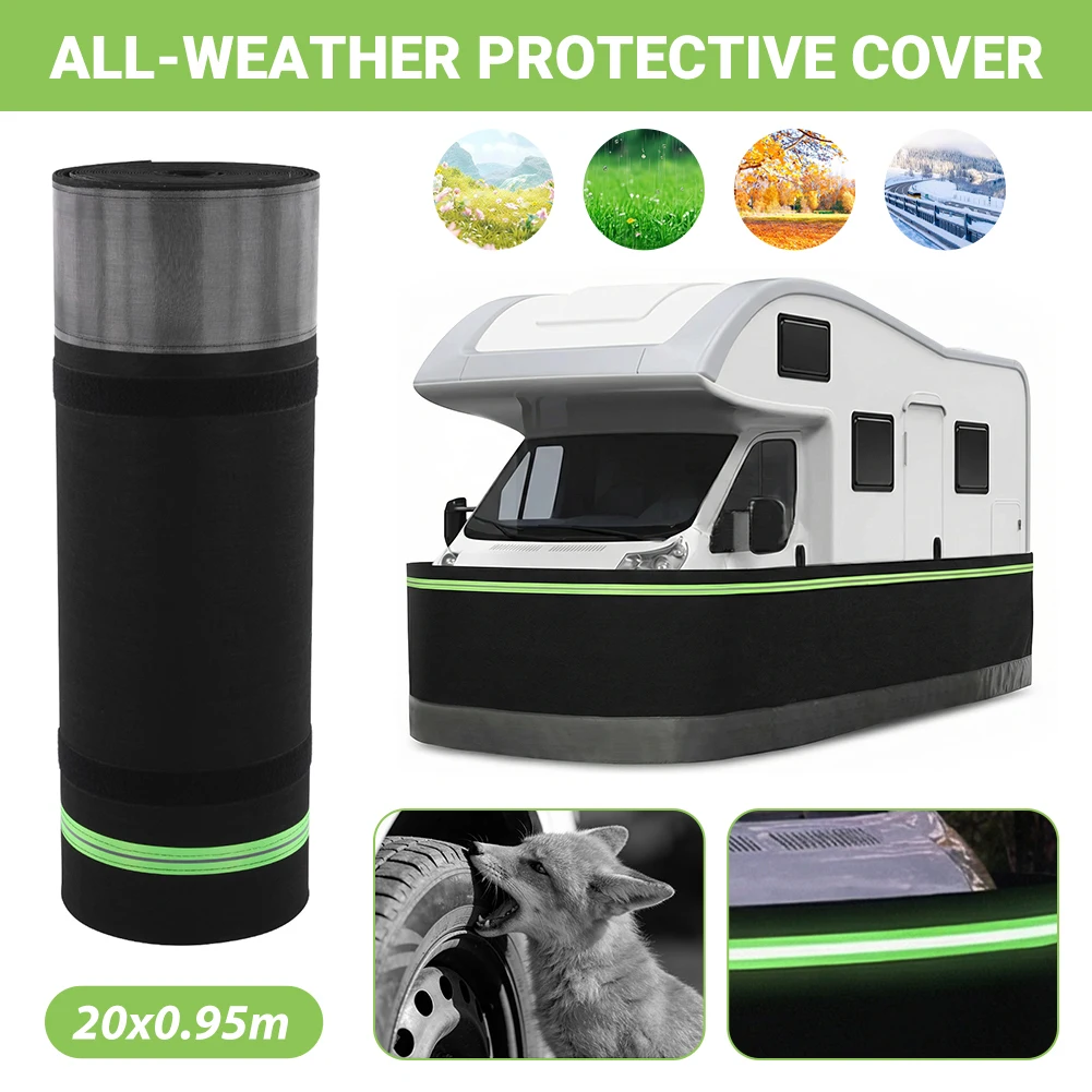 

RV Skirting for Winter Easy Installation Mobile Home Skirting Panels 3.1x65.6ft with Bottom Iron Mesh for All Weather