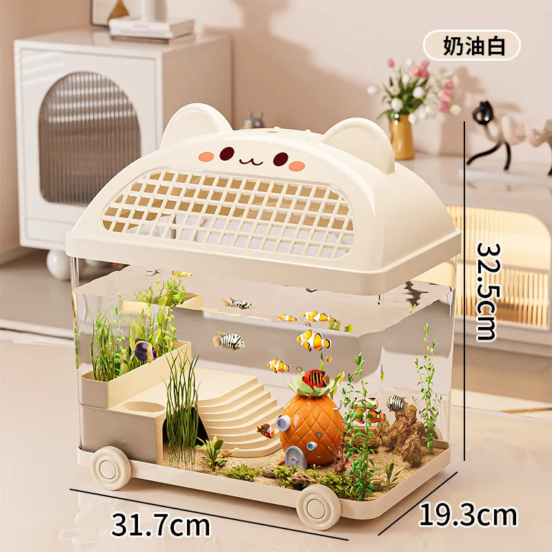 

Yjq fish tank living room landscaping, filtration and oxygen production home desktop ecological turtle goldfish tank