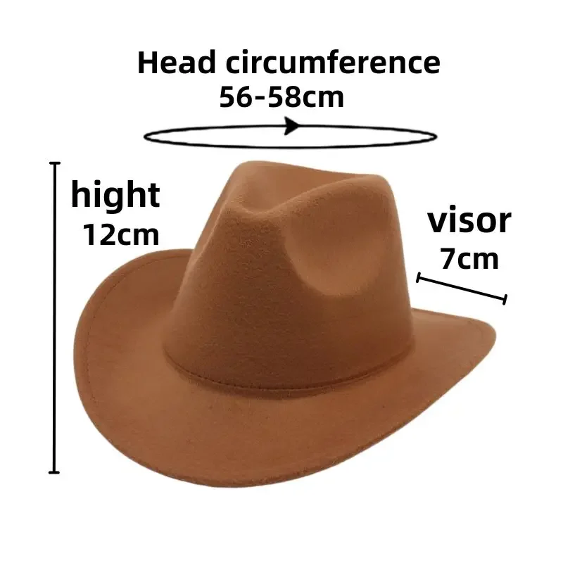 Western Simple Monochrome Cowboy Hat Grassland Solid Cowgirl Country Hat Classic Jazz Women Felt Hats Bumpy Knight Hats For Men