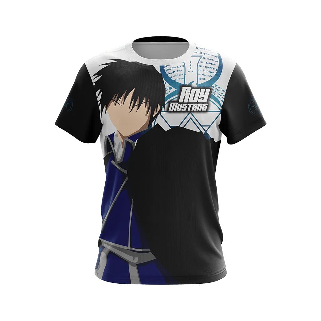 Fullmetal Alchemist Roy Mustang 3D All Over Print T-shirt Men Women Anime Character Portrait Graphic Short Sleeve Cosplay Tee