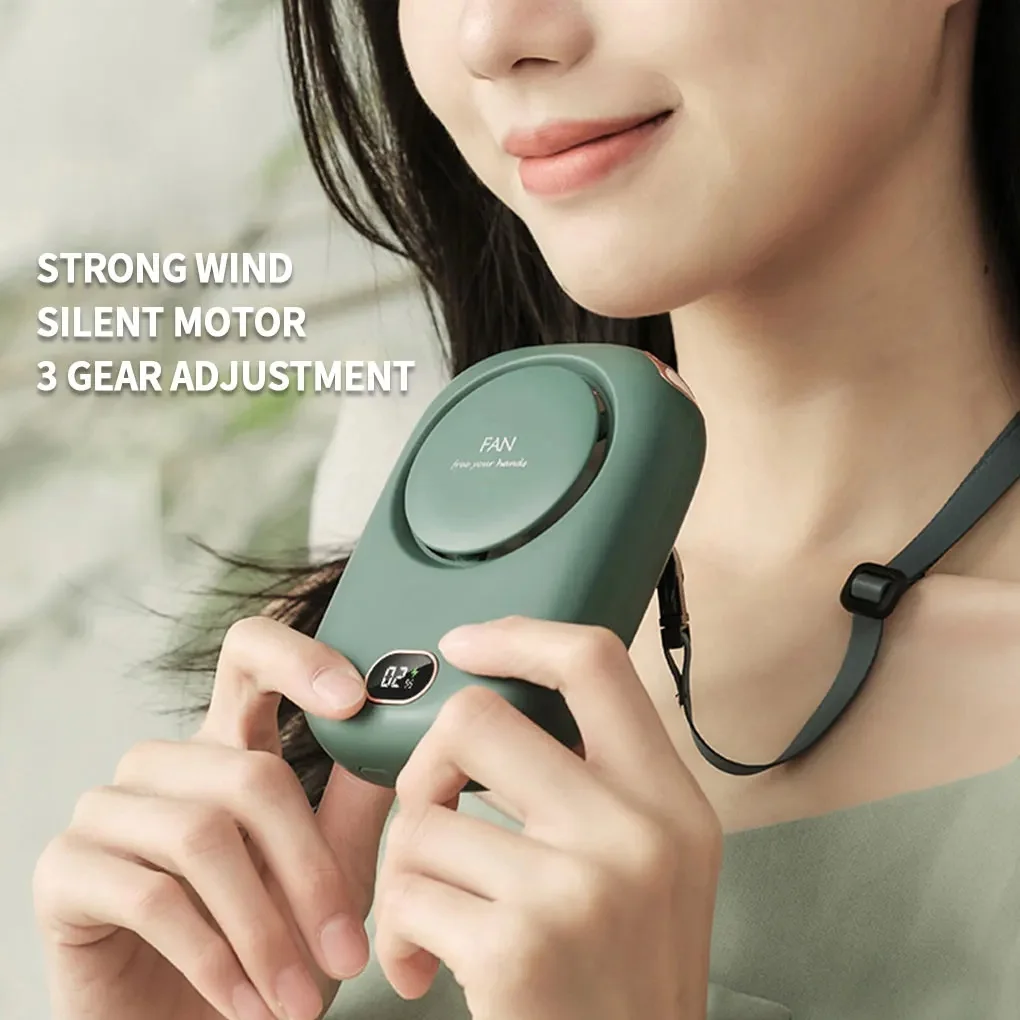 Portable Lazy Hanging Neck Fan Mini Bladeless Waist Clip Fans 2000mAh USB Rechargeable Mute Outdoor Sports 3 Gear Cooling Fan