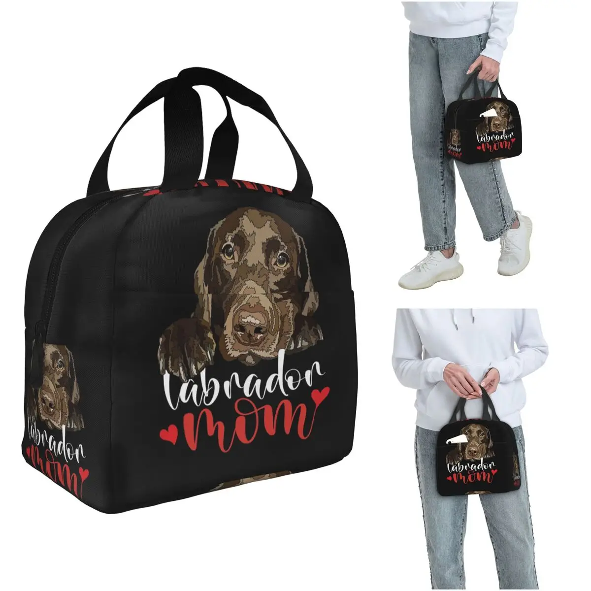 

Chocolate Labrador Dog Mom Insulated Lunch Bag for Kids School Cooler Thermal Food Box Tote Portable Lunch Boxes Container