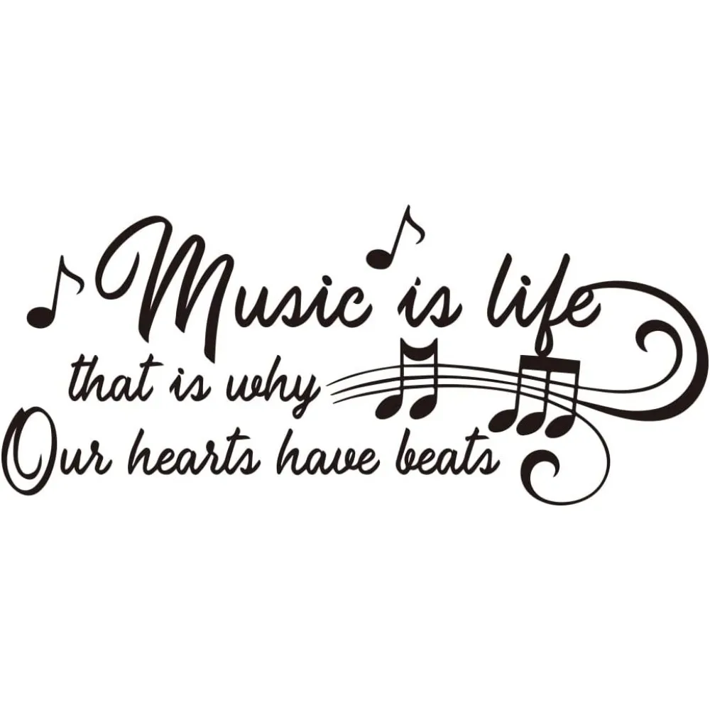 

Music is Life That is why Our Hearts Have Beats Notes Music Score Instrument - Carved Black Wall Decal Art Letters Quotes