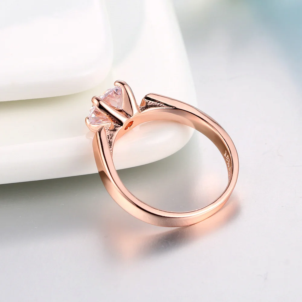 ZHOUYANG Wedding Ring For Women 4 Prongs Classic 7mm Cubic Zirconia Rose Gold Color & Silver Color Fashion Jewelry ZYR054 ZYR053