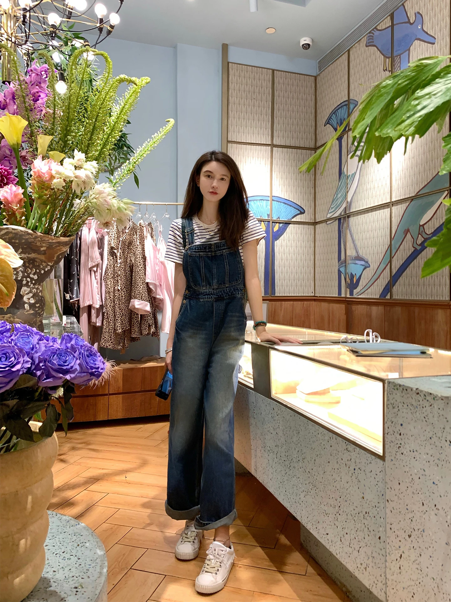 

Мягкие хлопковые винтажные комбинезоны с высокой талией, женские брюки прямого кроя с застежками, удобные, приятные к телу, прочные, для осенней носки