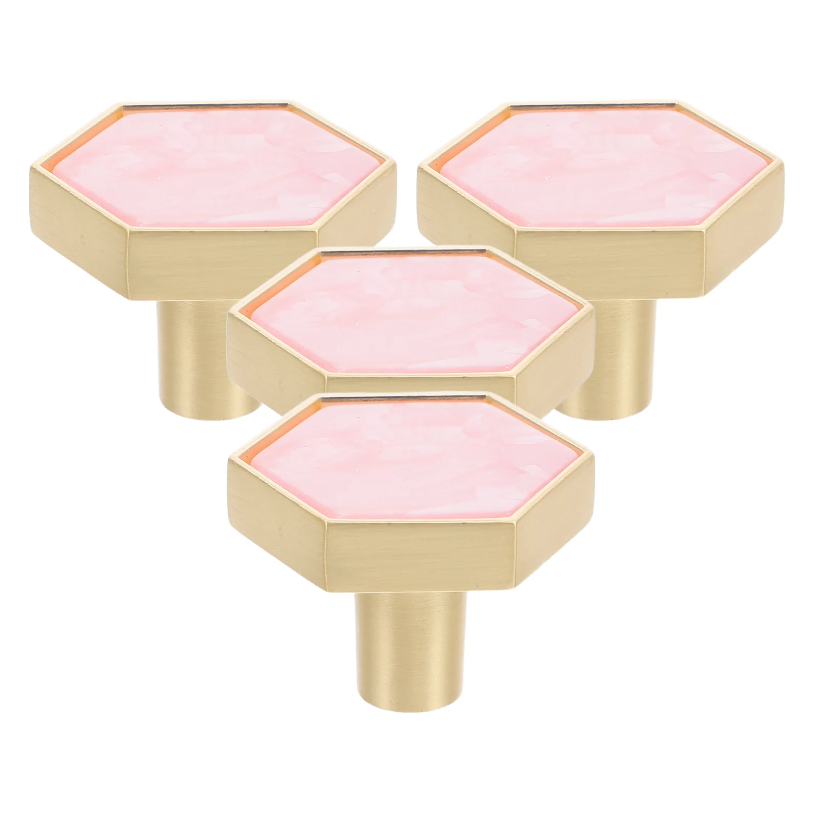 

4Pcs Yellow Brass Hexagon Cabinet Knobs Zinc Alloy Handles Decorative Hardware for Kitchen Dressers Wardrobes Drawers