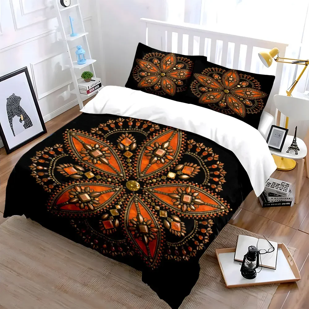 Luxury Decorative Mandala Set Soft Comfortable Duvet Cover Bedding Set Included 1*Duvet Cover & 2*Pillowcases, gift