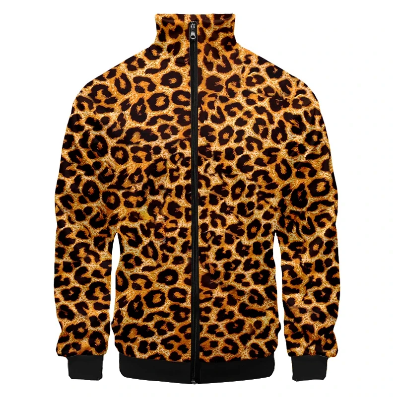 Leopard Print 3d Jacket For Men Spring Autumn Outdoor Harajuku Sweatshirt Streetwear Zipper Unisex Jacket Tops Outwear Tracksuit